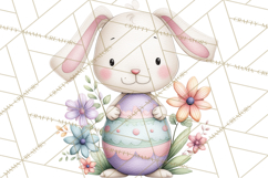 Floral Easter Bunnies Clipart, Cute and Elegant Bunny Easter Product Image 5
