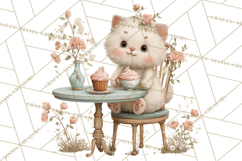 Springtime Baby Animal Clipart PNG, Cute Tea Party Bunnies Product Image 5