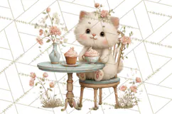 Springtime Baby Animal Clipart PNG, Cute Tea Party Bunnies Product Image 5