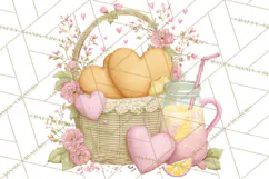 Valentine Picnic Party Clipart, Pink Heart Picnic PNG Product Image 5