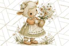 Vintage Spring Lamb Clipart, Whimsical Lamb Gardening Product Image 5