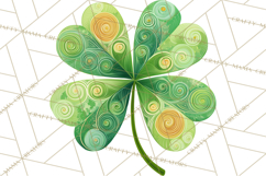 Patterned Four-Leaf Clover Clipart, St Patrick’s Day PNG Product Image 2
