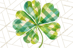 Patterned Four-Leaf Clover Clipart, St Patrick’s Day PNG Product Image 3