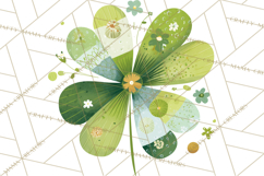 Patterned Four-Leaf Clover Clipart, St Patrick’s Day PNG Product Image 4