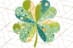 Patterned Four-Leaf Clover Clipart, St Patrick’s Day PNG Product Image 2