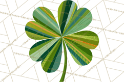Patterned Four-Leaf Clover Clipart, St Patrick’s Day PNG Product Image 3