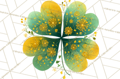 Patterned Four-Leaf Clover Clipart, St Patrick’s Day PNG Product Image 4