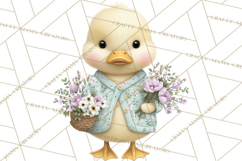 Easter Duckling Clipart, Cute Ducklings in Fancy Outfits Png Product Image 5