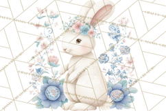 Chinoiserie Easter Clipart, Cute Elegant Bunny Easter Png Product Image 5