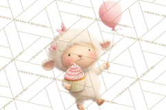 Pastel Birthday Clipart, Cute Party Animals PNG Product Image 5