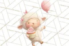 Pastel Birthday Clipart, Cute Party Animals PNG Product Image 5
