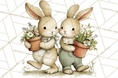 Vintage Garden Animals Clipart, Ducklings Bunnies Lambs Product Image 5