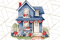 Patriotic Town Clipart, 4th of July Houses and Shops Png Product Image 2