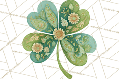 Patterned Four-Leaf Clover Clipart, St Patrick’s Day PNG Product Image 3