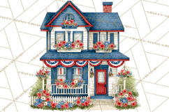 Patriotic Town Clipart, 4th of July Houses and Shops Png Product Image 4