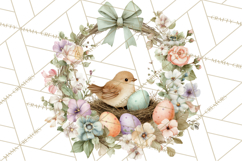 Spring Wreath Clipart PNG, Easter Wreath Clip Art Product Image 4
