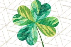 Patterned Four-Leaf Clover Clipart, St Patrick’s Day PNG Product Image 5