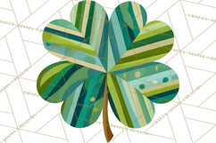 Patterned Four-Leaf Clover Clipart, St Patrick’s Day PNG Product Image 2
