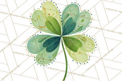 Patterned Four-Leaf Clover Clipart, St Patrick’s Day PNG Product Image 3