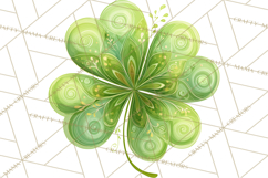 Patterned Four-Leaf Clover Clipart, St Patrick’s Day PNG Product Image 5