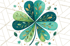 Patterned Four-Leaf Clover Clipart, St Patrick’s Day PNG Product Image 2