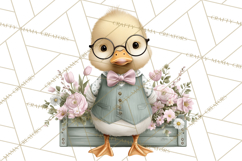 Easter Duckling Clipart, Cute Ducklings in Fancy Outfits Png Product Image 2