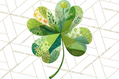 Patterned Four-Leaf Clover Clipart, St Patrick’s Day PNG Product Image 3