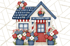 Patriotic Town Clipart, 4th of July Houses and Shops Png Product Image 3