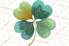 Patterned Four-Leaf Clover Clipart, St Patrick’s Day PNG Product Image 4