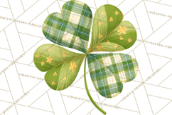 Patterned Four-Leaf Clover Clipart, St Patrick’s Day PNG Product Image 5