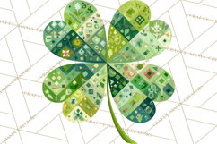Patterned Four-Leaf Clover Clipart, St Patrick’s Day PNG Product Image 5