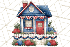 Patriotic Town Clipart, 4th of July Houses and Shops Png Product Image 5