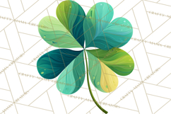 Patterned Four-Leaf Clover Clipart, St Patrick’s Day PNG Product Image 4