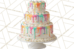 Birthday Cake Clipart, Tiered Cake PNG, Drip Cake PNG Product Image 3