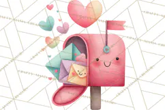Bee Valentine Clipart PNG, Cute Kawaii Bee With Hearts Product Image 3