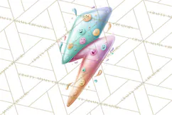 Pastel Retro 90s PNG, Cute Aesthetic Clipart, Checkerboard Product Image 3