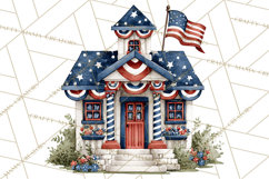 Patriotic Town Clipart, 4th of July Houses and Shops Png Product Image 5