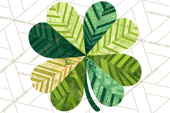 Patterned Four-Leaf Clover Clipart, St Patrick’s Day PNG Product Image 5