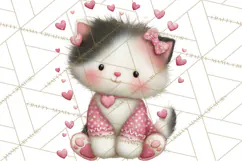 Valentine Clipart PNG, Cute Critters Hearts, Puppies Kittens Product Image 5
