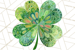 Patterned Four-Leaf Clover Clipart, St Patrick’s Day PNG Product Image 3
