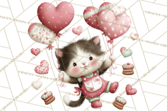 Valentine Clipart PNG, Cute Critters Hearts, Puppies Kittens Product Image 2