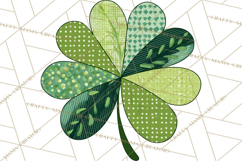 Patterned Four-Leaf Clover Clipart, St Patrick’s Day PNG Product Image 2