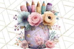 Pretty Stationery Clipart, Pastel Office Supplies Png Product Image 3