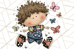 Spring Kids Clipart Playing Outdoors, Summer Children Png Product Image 5