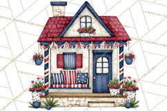 Patriotic Town Clipart, 4th of July Houses and Shops Png Product Image 2