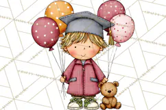 Kids Graduation Clipart PNG, Preschool Kindergarten Kids Product Image 4