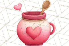 Bee Valentine Clipart PNG, Cute Kawaii Bee With Hearts Product Image 4