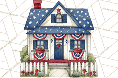 Patriotic Town Clipart, 4th of July Houses and Shops Png Product Image 3