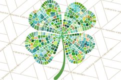Patterned Four-Leaf Clover Clipart, St Patrick’s Day PNG Product Image 3