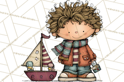 Spring Kids Clipart Playing Outdoors, Summer Children Png Product Image 4